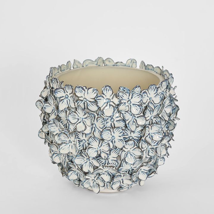 Bloom Vase Short
 Blue & White