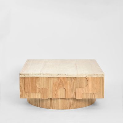 Solara Coffee Table Travertine & Oak