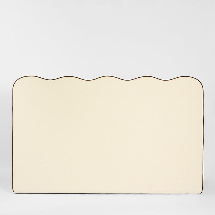 Avoca Bedhead King Ivory with Chocolate Piping