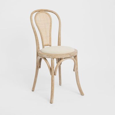 Round Rattan Back Dining Chair Natural