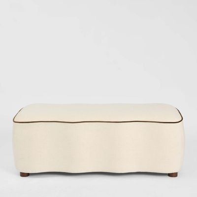 Avoca Ottoman Ivory with Chocolate Piping