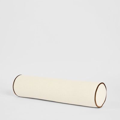 Avoca Bolster Cushion Ivory with Chocolate Piping