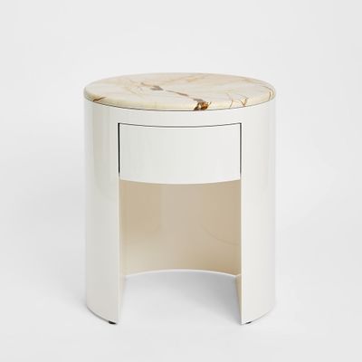 Sable Bedside Matt Brown Vein Marble/High Gloss
