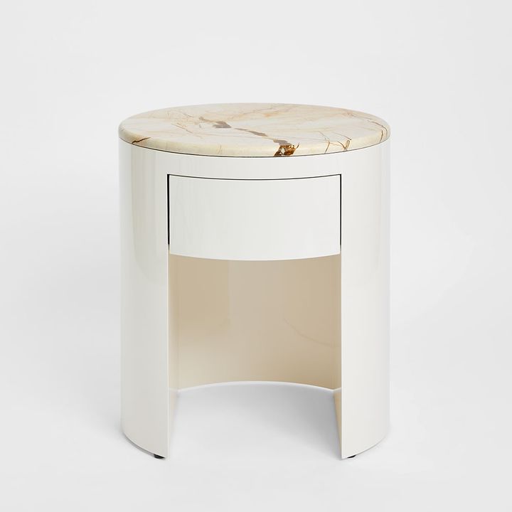 Sable Bedside Matt Brown Vein Marble/High Gloss