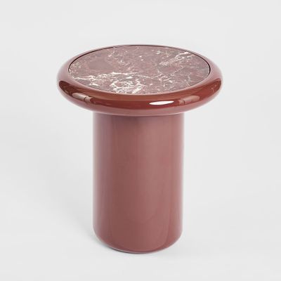Nobo Side Table Matt Red Vein Marble/High Gloss