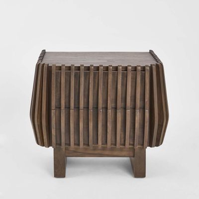 Bow 2 Drawer Bedside Dark Walnut