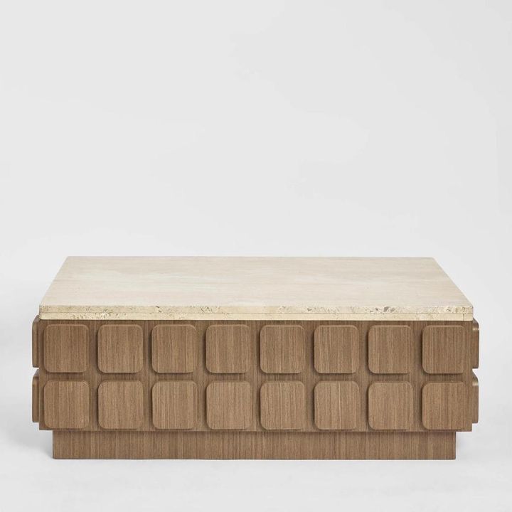 Porto Travertine & Walnut Coffee Table