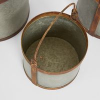 Set of 3 Bucket Planters Zinc