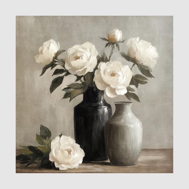 White Peony Wall Art