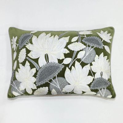White Lotus Cushion 40x60cm Green