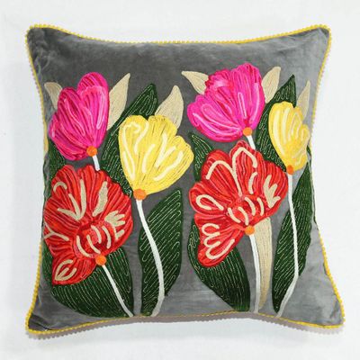 Lotus Flower Cushion 50x50cm Grey