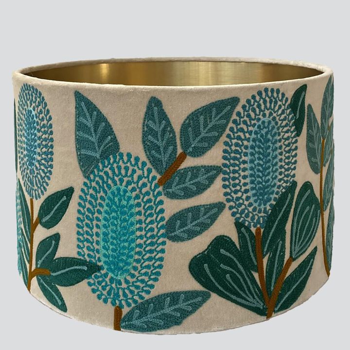 Velvet Drum Shade - Banksia - Turquoise Multi Large