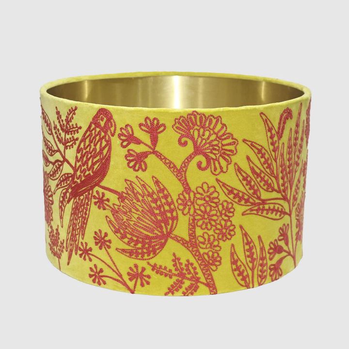 Jungle Bird Drum Shade Large Yellow & Fushcia