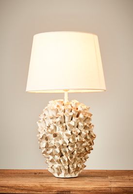 Londolozi Ceramic Table Lamp with Linen Shade Cream