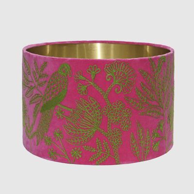 Jungle Bird Drum Shade 40x25cm Pink & Green