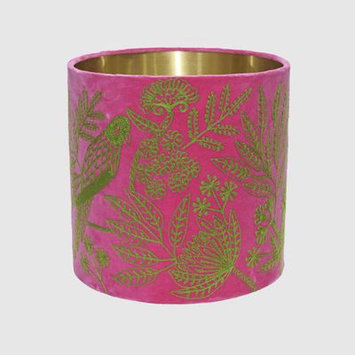 Jungle Bird Drum Shade 30x30cm Pink & Green