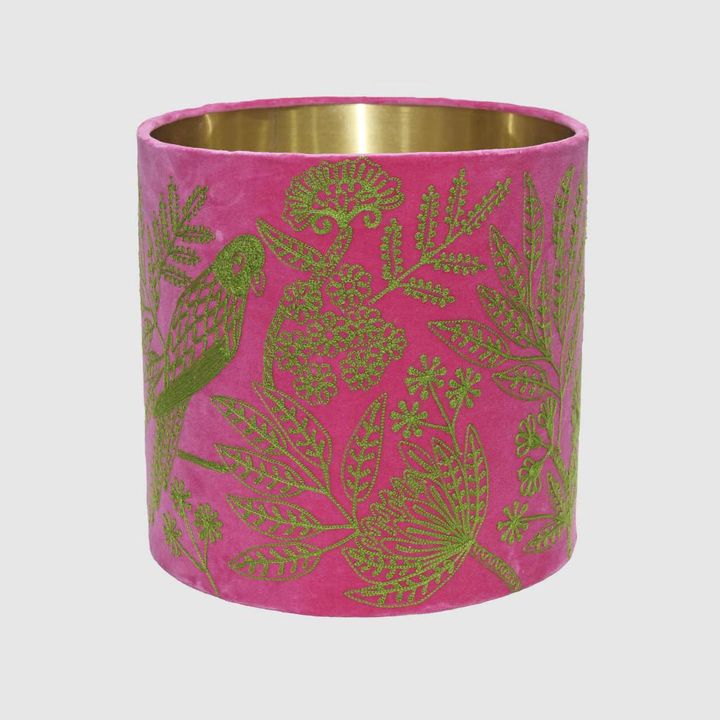 Jungle Bird Drum Shade 30x30cm Pink & Green