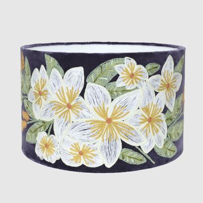 White Frangpani Drum Shade 40x25cm Plum