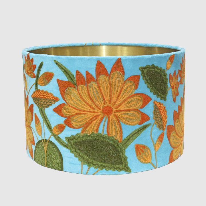 Sunflower Drum Shade 40x25cm Aqua