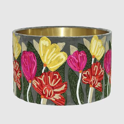 Lotus Flower Drum Shade 40x25cm Grey