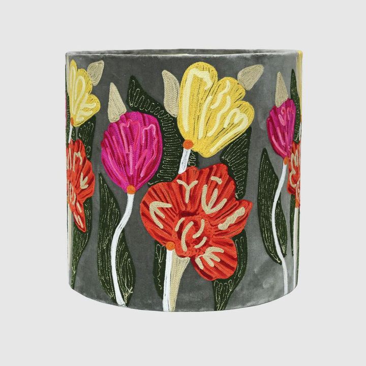 Lotus Flower Drum Shade 30x30cm Grey