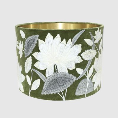 White Lotus Drum Shade 40x25cm Green
