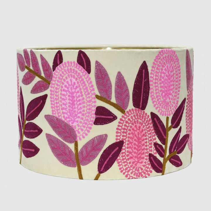 Pink Banksia Drum Shade 40x25cm Cream