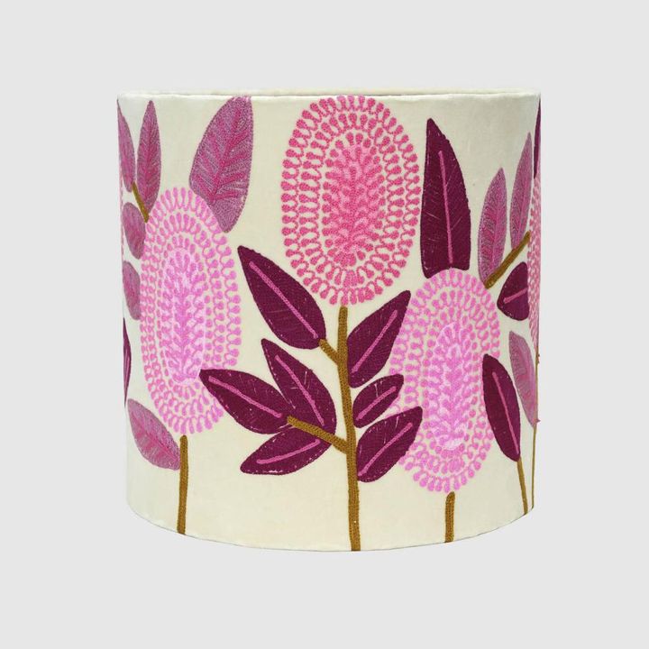 Pink Banksia Drum Shade 30x30cm Cream
