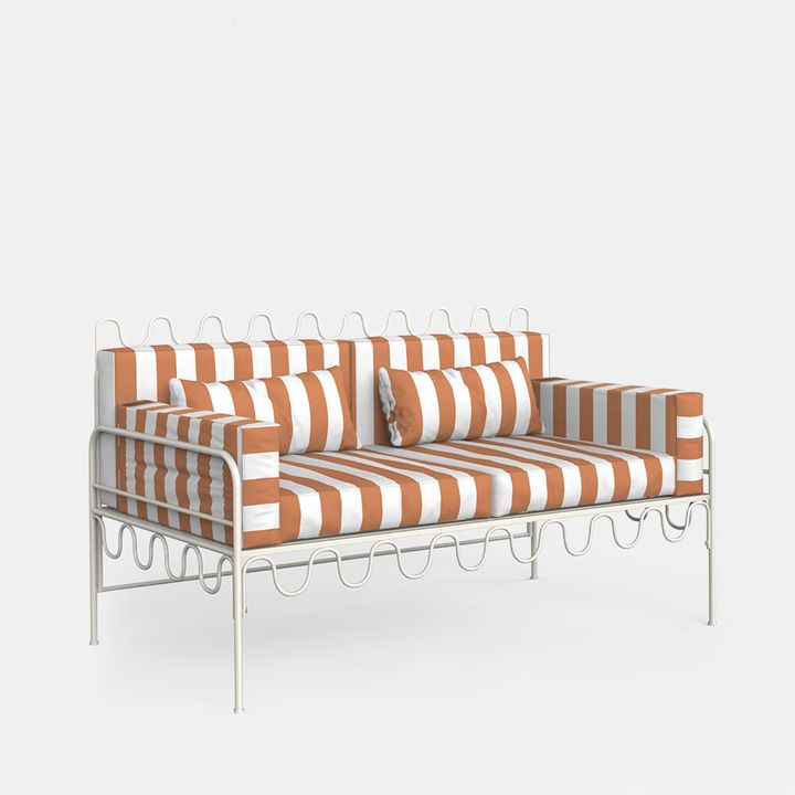 Wira 2 Seat Sofa Outdoor Terracotta/White Stripe Cushions