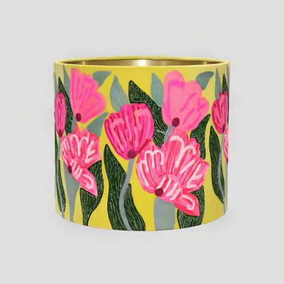 Lotus Flower Drum Shade 30x30cm Yellow