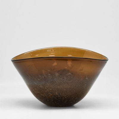 Lava Handblown Glass Bowl Brown