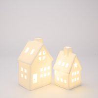 Light Up Porcelain House w. Chimney White Small