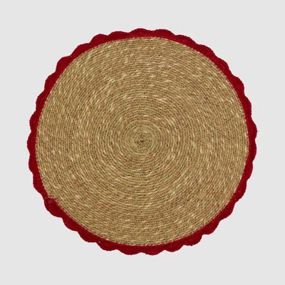 Crochet Edge Seagrass Placemat Red