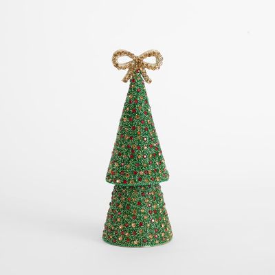 Tiffany Bow Gem Cone Tree Small Green