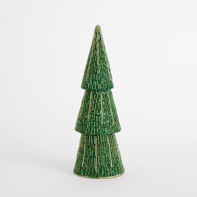 Ansance Tiered Beaded Cone Tree Medium Green