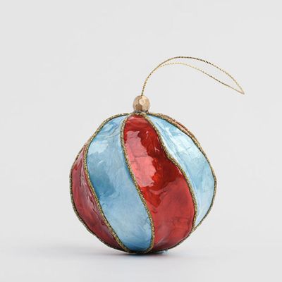 Twirl Handpainted Capiz Bauble Red & Blue