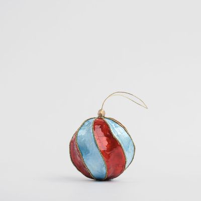 Twirl Handpainted Capiz Bauble Red & Blue