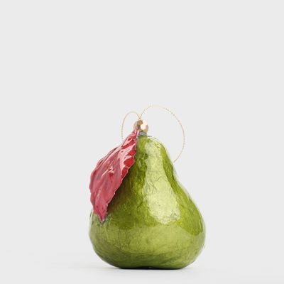 Handpainted Capiz Pear Decoration Green