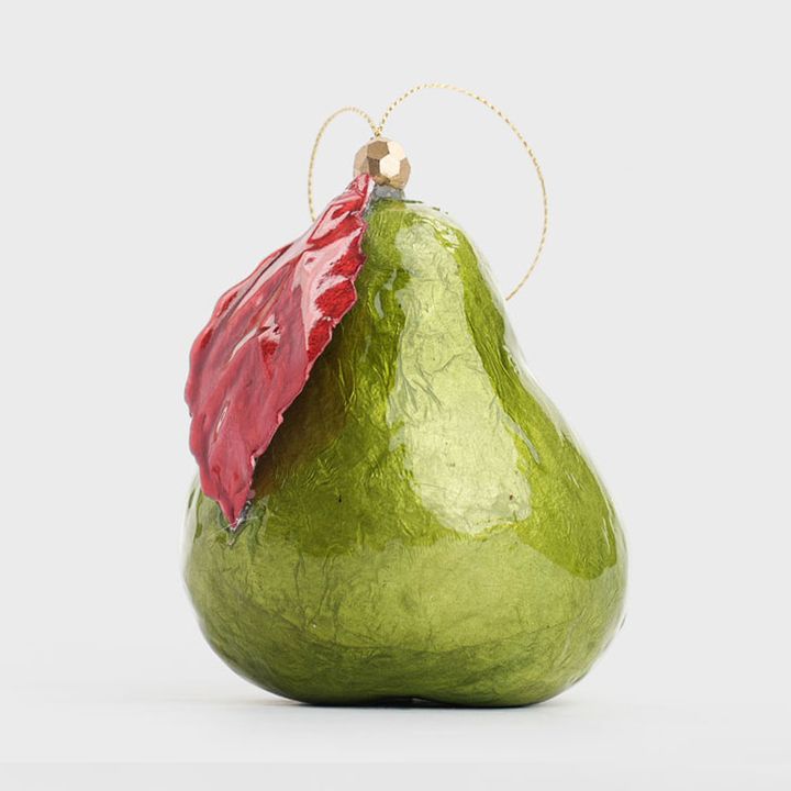 Handpainted Capiz Pear Decoration Green