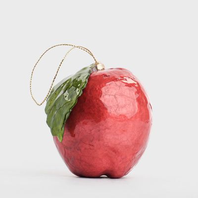 Handpainted Capiz Apple Decoration Red