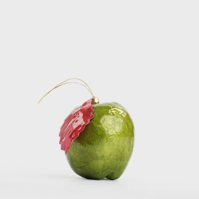 Handpainted Capiz Apple Decoration Green