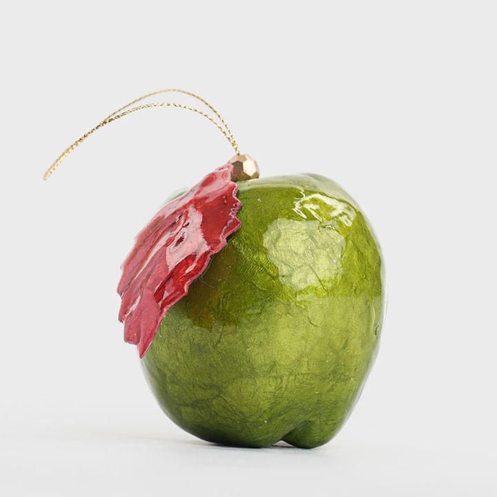 Handpainted Capiz Apple Decoration Green