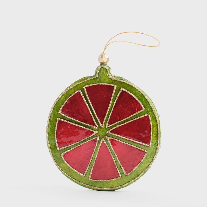 Handpainted Capiz Fruit Slice Red
