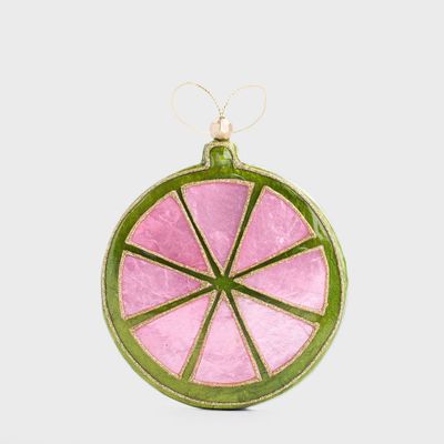 Handpainted Capiz Fruit Slice Pink