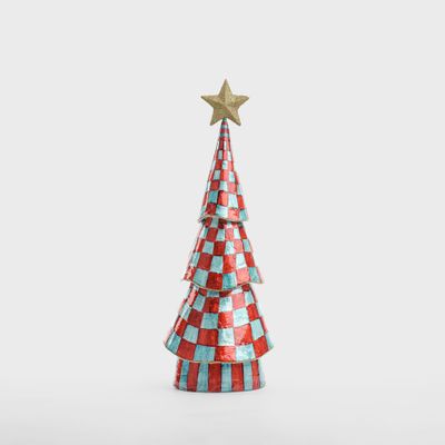 Checkers Capiz Tree Red & Green