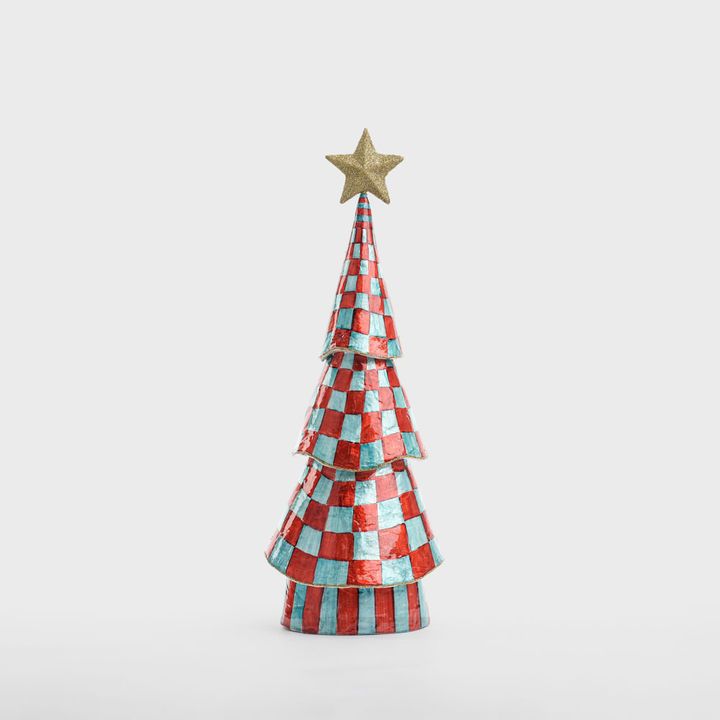 Checkers Capiz Tree Red & Green