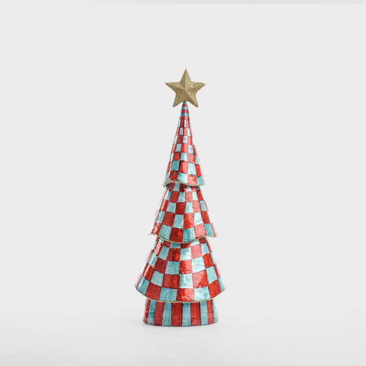 Checkers Capiz Tree Red & Green