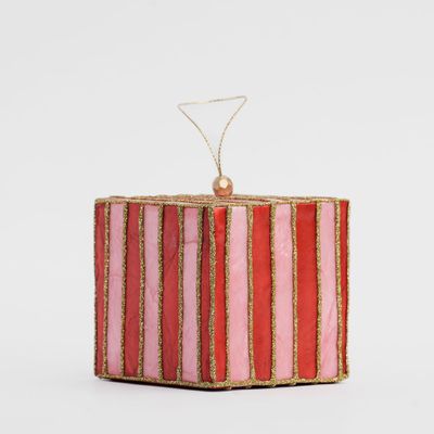 Stripe Capiz Tree Decoration Red & Pink