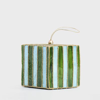 Stripe Capiz Tree Decoration Blue & Green