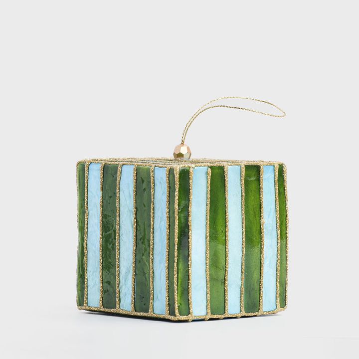 Stripe Capiz Tree Decoration Blue & Green